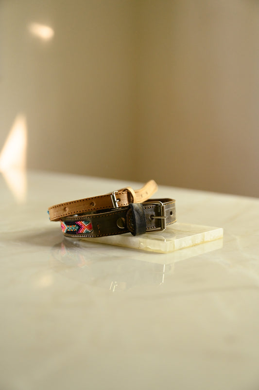 Flors Woven Leather Pet Collar